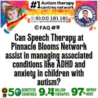 Can Speech Therapy at Pinnacle Blooms Network assist in managing associated conditions like ADHD and anxiety in children with autism?